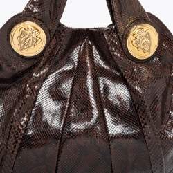 Pre Owned Gucci Dark Brown Snakeskin Large Hysteria Hobo