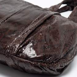 Pre Owned Gucci Dark Brown Snakeskin Large Hysteria Hobo