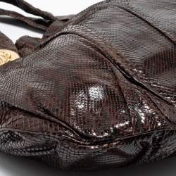 Pre Owned Gucci Dark Brown Snakeskin Large Hysteria Hobo