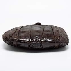 Pre Owned Gucci Dark Brown Snakeskin Large Hysteria Hobo