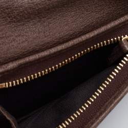 Pre Owned Gucci Beige/Brown GG Supreme Canvas and Leather Ophidia Compact Wallet
