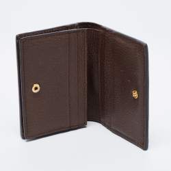 Pre Owned Gucci Beige/Brown GG Supreme Canvas and Leather Ophidia Compact Wallet