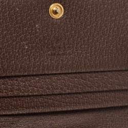 Pre Owned Gucci Beige/Brown GG Supreme Canvas and Leather Ophidia Compact Wallet