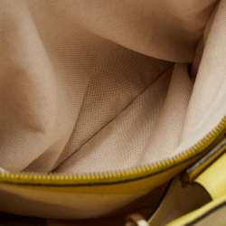 Pre Owned Gucci Yellow Lime Leather Large Bamboo Handle Shopper Tote  