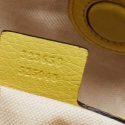 Pre Owned Gucci Yellow Lime Leather Large Bamboo Handle Shopper Tote  