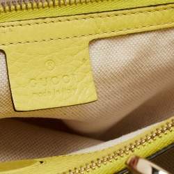 Pre Owned Gucci Yellow Lime Leather Large Bamboo Handle Shopper Tote  