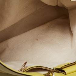 Pre Owned Gucci Yellow Lime Leather Large Bamboo Handle Shopper Tote  