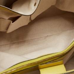 Pre Owned Gucci Yellow Lime Leather Large Bamboo Handle Shopper Tote  