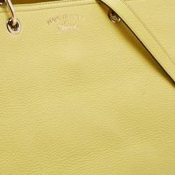 Pre Owned Gucci Yellow Lime Leather Large Bamboo Handle Shopper Tote  