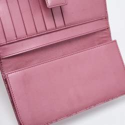 Gucci Metallic Pink Guccisima Leather Heart Charm Continental Wallet