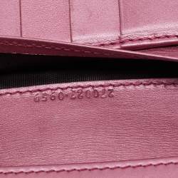 Gucci Metallic Pink Guccisima Leather Heart Charm Continental Wallet
