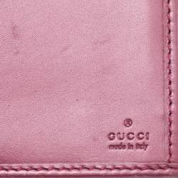 Gucci Metallic Pink Guccisima Leather Heart Charm Continental Wallet