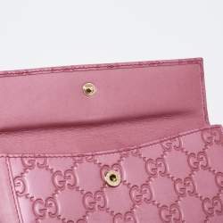 Gucci Metallic Pink Guccisima Leather Heart Charm Continental Wallet