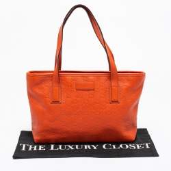 Pre Owned Gucci Orange Guccissima Leather Small Shopper Tote