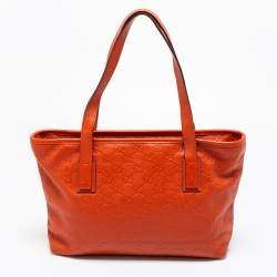 Pre Owned Gucci Orange Guccissima Leather Small Shopper Tote
