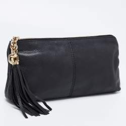 Pre Owned Gucci Black Leather Small Sienna Tassel Clutch