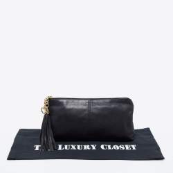 Pre Owned Gucci Black Leather Small Sienna Tassel Clutch