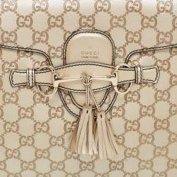 Pre Owned Gucci Metallic Beige Guccissima Leather Large Emily Chain Shoulder Bag