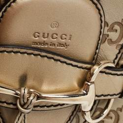 Pre Owned Gucci Metallic Beige Guccissima Leather Large Emily Chain Shoulder Bag