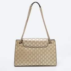 Pre Owned Gucci Metallic Beige Guccissima Leather Large Emily Chain Shoulder Bag