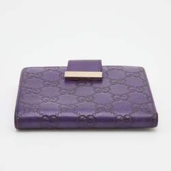 Gucci Metallic Purple Guccissima Leather Compact Wallet
