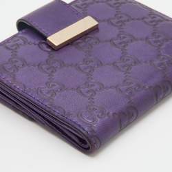 Gucci Metallic Purple Guccissima Leather Compact Wallet
