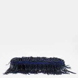 Pre Owned Gucci Blue/Purple Crystal and Satin Fringe Dragon Embellished Evening Bag
