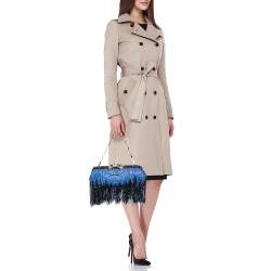 Pre Owned Gucci Blue/Purple Crystal and Satin Fringe Dragon Embellished Evening Bag