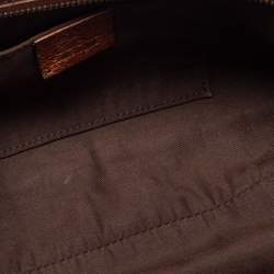 Pre Owned Gucci Blue/Brown Interlocking G Denim and Leather Abbey D-Ring Baguette