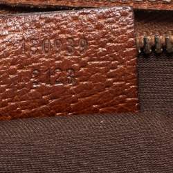 Pre Owned Gucci Blue/Brown Interlocking G Denim and Leather Abbey D-Ring Baguette