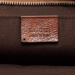 Pre Owned Gucci Blue/Brown Interlocking G Denim and Leather Abbey D-Ring Baguette