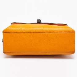 Pre Owned Gucci Tangerine Leather Small Bamboo Daily Top Handle Bag