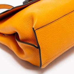 Pre Owned Gucci Tangerine Leather Small Bamboo Daily Top Handle Bag