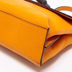 Pre Owned Gucci Tangerine Leather Small Bamboo Daily Top Handle Bag