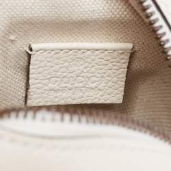 Pre Owned حقيبة ماسنجر غوتشي جلد بيضاء شعار ماركة