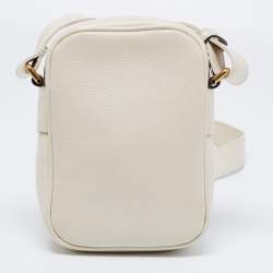 Pre Owned حقيبة ماسنجر غوتشي جلد بيضاء شعار ماركة