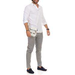 Pre Owned حقيبة ماسنجر غوتشي جلد بيضاء شعار ماركة