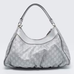 Pre Owned Gucci Silver Guccissima Leather Abbey D-Ring Large Hobo