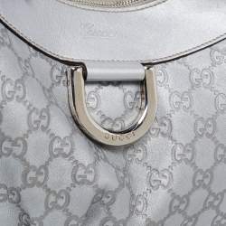 Pre Owned Gucci Silver Guccissima Leather Abbey D-Ring Large Hobo