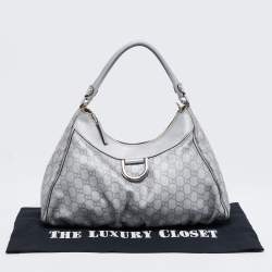 Pre Owned Gucci Silver Guccissima Leather Abbey D-Ring Large Hobo