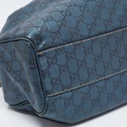 Pre Owned Gucci Blue Guccissima Leather Medium Sukey Satchel