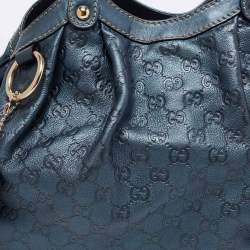 Pre Owned Gucci Blue Guccissima Leather Medium Sukey Satchel