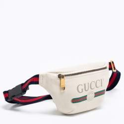 مملوكة مسبقًا Gucci Off White Leather Logo Web Belt Bag