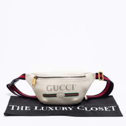 مملوكة مسبقًا Gucci Off White Leather Logo Web Belt Bag