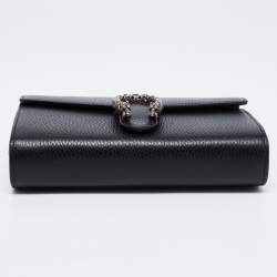 مملوكة مسبقًا Gucci Black Leather Dionysus Wallet On Chain