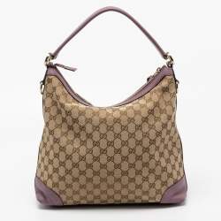 مملوكة مسبقًا Gucci Beige/Purple GG Canvas And Leather Miss GG Original Hobo