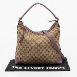 مملوكة مسبقًا Gucci Beige/Purple GG Canvas And Leather Miss GG Original Hobo