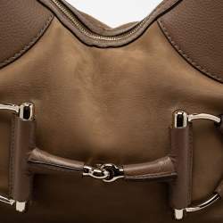 مملوكة مسبقًا Gucci Brown Leather Medium Web Horsebit Heritage Hobo