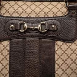 مملوكة مسبقًا Gucci Beige/Brown Diamante Canvas And Leather Large Horsebit Catherine Satchel