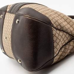 مملوكة مسبقًا Gucci Beige/Brown Diamante Canvas And Leather Large Horsebit Catherine Satchel